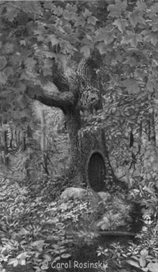 miniature fantasy art of an enchanted tree by Carol Rosinski