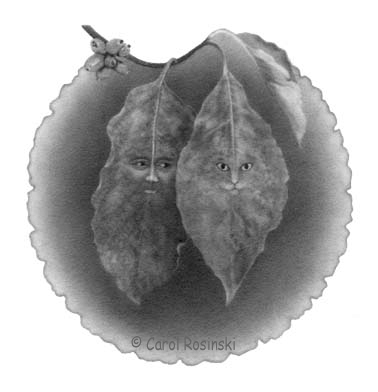 miniature fantasy art of enchanted leaves